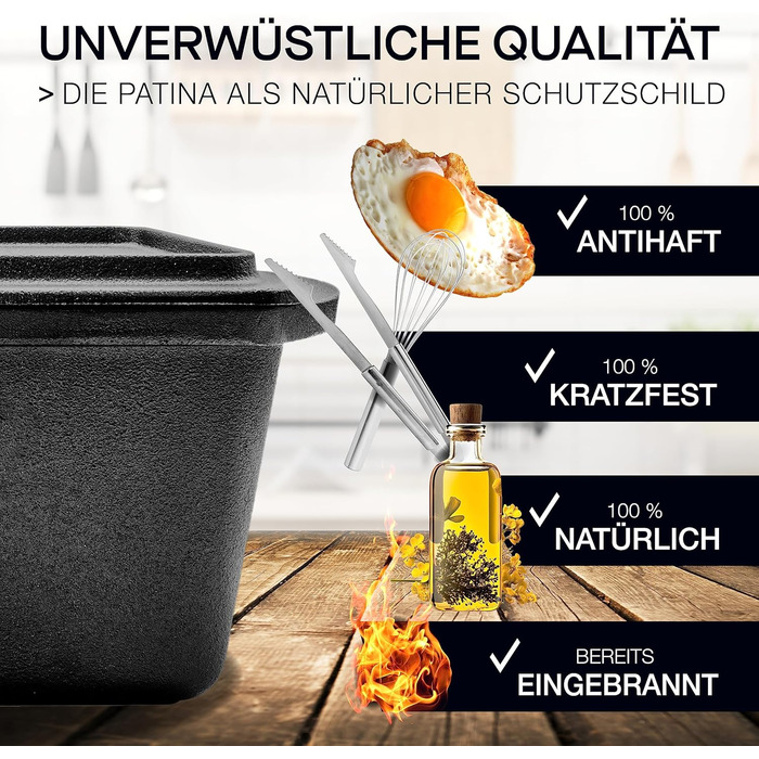 Tomorrow: Bread baking tin with lid incl. recipe booklet - 28cm cast iron baking tin for baking bread, accessories - loaf tin, toast bread tin, loaf tin, baking dish, loaf tin, rectangular bread tin