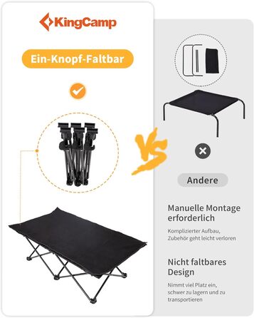 КінгКемп лежанка для собак, піднята лежанка для домашніх тварин, лежанка для собак на відкритому повітрі, чорна, 57 x 57 x 23 см (126 x 66 x 33 см)