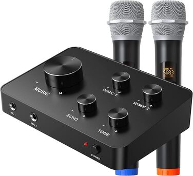 UHF мікрофонний комплект DigitConvert: 2 бездротові мікрофони з діапазоном 100ft для караоке, співу, церкви та PA систем