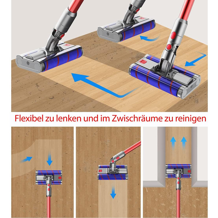 Щітка для пилососа Dyson V7 V8 V10 V11 з подвійною валиком, 360° обертання, для твердих підлог