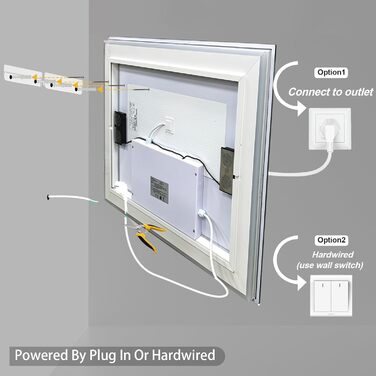 Дзеркало для ванної кімнати LUVODI з підсвічуванням: 100x70 см, годинник, температура, дата, антизапар, регулювання яскравості, 3 кольори світла, функція пам'яті, LED, водонепроникне, Bluetooth