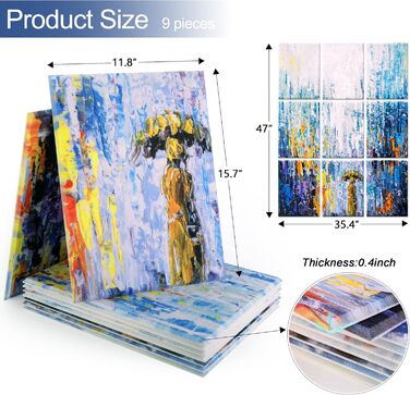 Набір акустичних панелей для стін (9 шт), 88.9 x 119.4 см, звукопоглинаючі декоративні панелі для студії звукозапису та шумоізоляції приміщень