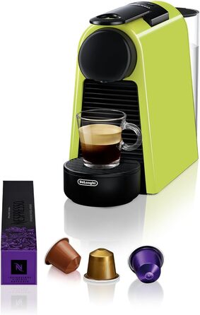 Кавова капсульна машина Nespresso De'Longhi Essenza Mini EN 85.L, 19 бар, компактна, набір капсул, лайм, без спінювача молока