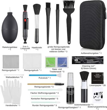 Набір для чищення камери та оптики: 18 шт. (ракетний продув, Lenspen, щітка, серветка)