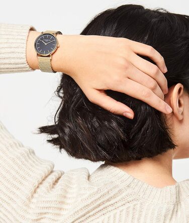 Годинник жіночий LIEBESKIND BERLIN – круглий кварцовий годинник 34 мм – сітчасте браслет – водостійкий 5 ATM – сучасний та елегантний – доступний у різних кольорах (золотий / чорний)