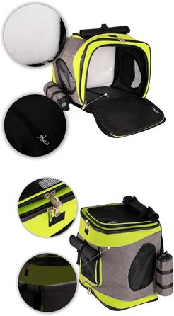 Сумка-рюкзак для транспортування котів Lionto, 34x30x42 см, сіра/зелена