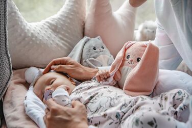 myHummy Дитяча іграшка для сну Зайчик Преміум Рожевий з білим шумом, сенсор для заспокоєння немовлят