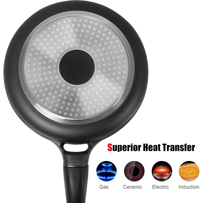 Сковорода 28 см з індукційним покриттям, знімний ручка, універсальна сковорода без BPA, алюмінієвий лиття, чорна (діаметр 24 см)