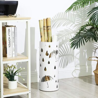 SONGMICS White Umbrella Stand - 49 x 19.5 cm - Durable & Stylish