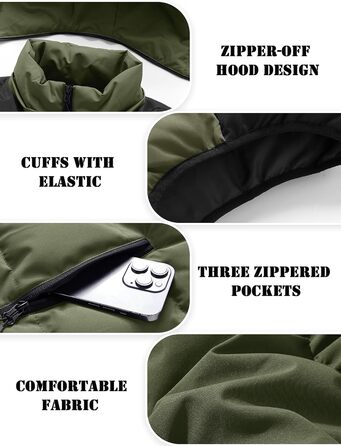 Чоловіча зимова жилетка AIEOE з капюшоном, тепла стеганая жилетка, великі розміри EU S-XL (Зелений, M)