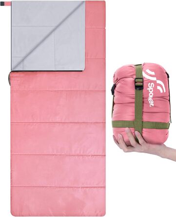 Sportneer Summer Sleeping Bag - Lightweight, Waterproof Camping Sleeping Bag for Backpacking, Hiking & Travel (Pink)