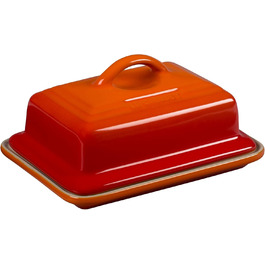 Le Creuset Stoneware Butter Dish, 900 g, 17 x 12.5 x 9 cm, Flame