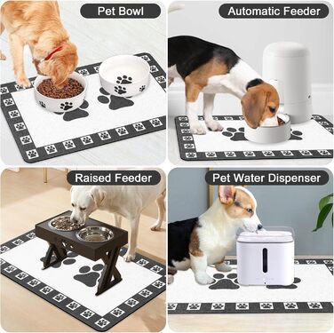 Килимок для тварин, надпоглинувач, для собак та котів, з неслизьким гумовим дном, швидковисихаючий, миючий, 40 x 60 см, 2 пари принтів лап, з точками