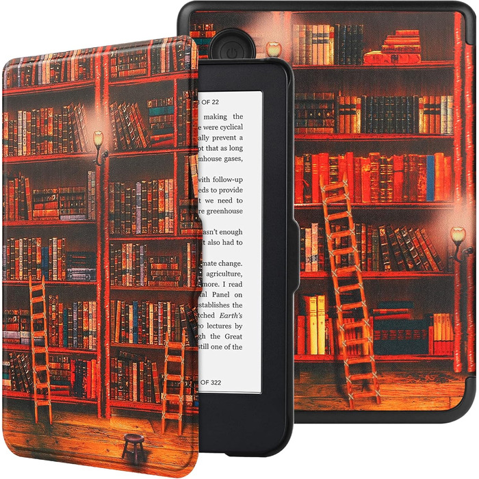 Чохол-книжка HGWALP Slim для eReaders Tolino Shine 5/Shine Color/Shine 4 та Kobo Clara Colour/Clara BW/Clara 2E з авто-ввімкненням/вимкненням (Library)