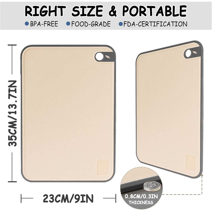 Набір з 3 дерев'яних обробних дощок для кухні, великі, антибактеріальні, з канавкою для соку, стійкі до ковзання, для овочів/фруктів/м'яса, бежевого, зеленого та темно-синього кольорів