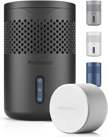 Зволожувач повітря Pro Breeze Osmo – тихий, з можливістю поповнення – для дому, спальні, шафи, авто – міні-зволожувач без живлення – таблетка 700g (до 100 днів) чорний