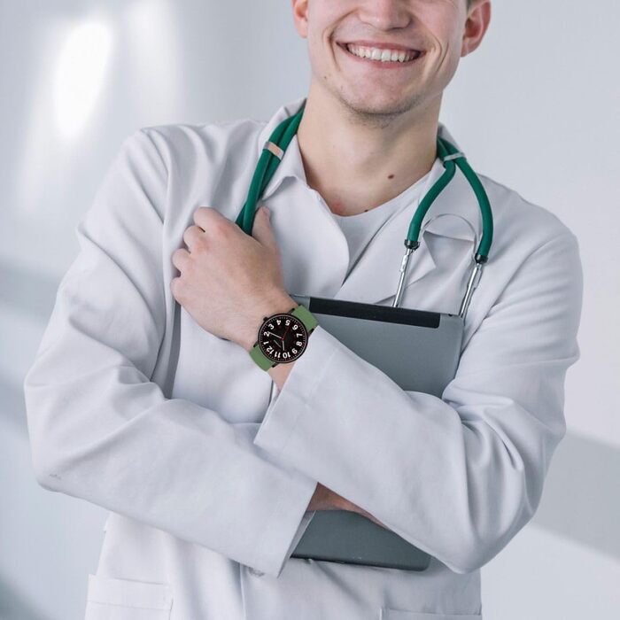 Жіночий годинник Flache з кварцовим механізмом, аналоговий дисплей, шкіряний/силіконовий ремінь, дата, 39 мм, зелено-чорний колір