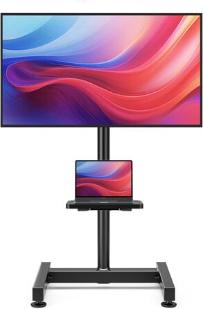 Підставка для телевізора на підлозі, роликова, для плазмових/LCD/LED телевізорів 23-60 дюймів, з полицею для ноутбука, регульована по висоті, до 40 кг, VESA 400x400 мм (без шківів)