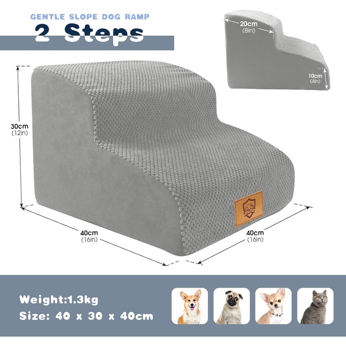 Сходинки для собак 2 шт., портативна сходинка для домашніх тварин з миючим покриттям, для маленьких собак, котів, з щільного поролону для ліжка та дивану