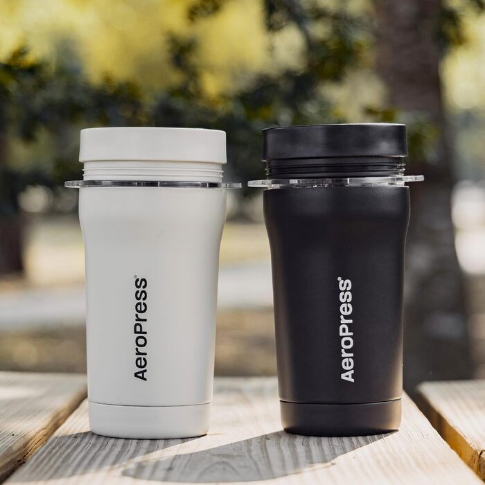 AeroPress Go Plus – портативна кавоварка 3-в-1 для подорожей і кемпінгу, французький прес, пуровер, еспресо, насичена кава без гіркоти, чорна