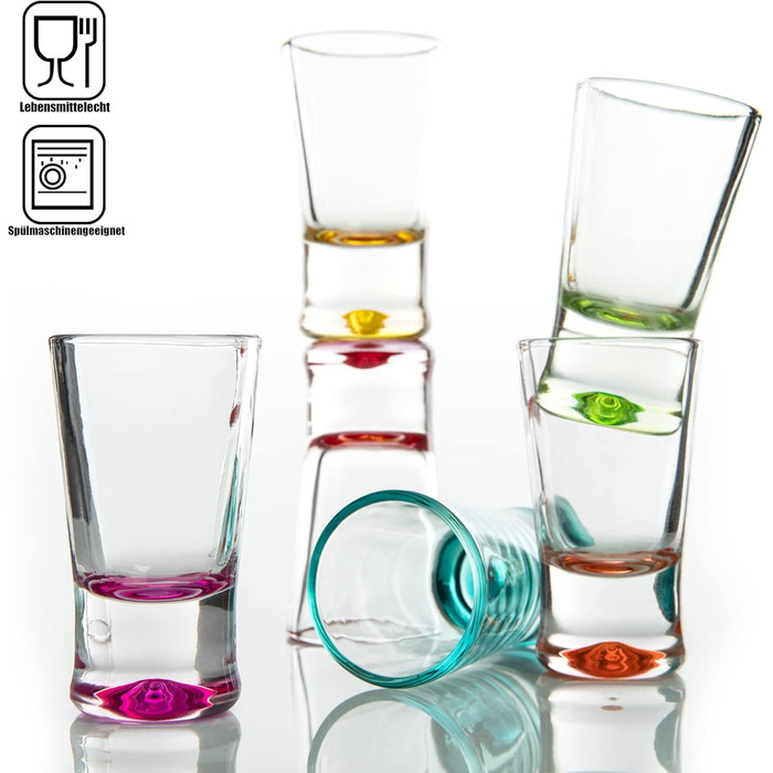 BigDean 48x Shot Glasses 2cl - Glass Shot Glasses - Colored Shot Glasses for Schnapps such as Tequila, Vodka, Ouzo, Sambuca, Liqueur - Shot glasses, Pinnchen