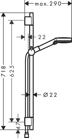 hansgrohe Vernis Blend Shower Set, water-saving showerhead with shower hose and shower rod 0.65m, hand shower with 2 spray patterns, Chrome (Matte Black)