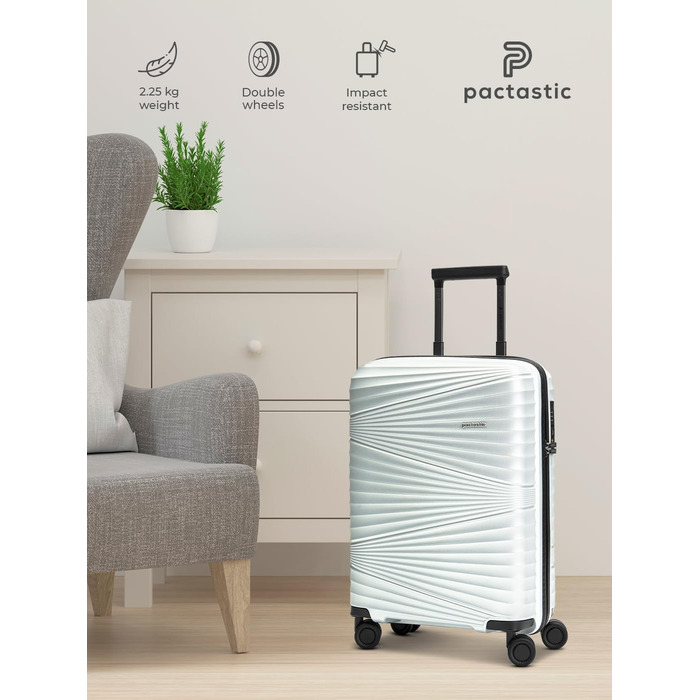 Легкий валіза на колесах 55 см з TSA-замком | Об'єм 41 л, поліпропілен, сріблястий | Collection 02