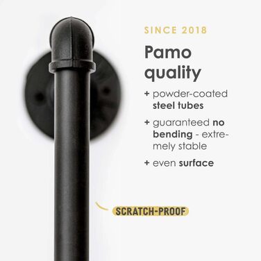 pamo Clothes Rail Industrial Loft Design - FINN - 93 cm Wardrobe Rail or Clothes Stand with Wall or Ceiling Mounting made of sturdy pipes in black