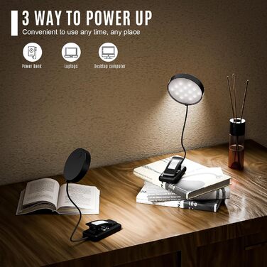 Ліхтарик для читання LQWELL на шию, LED, 3 кольори/яскравості, гнучкий, акумуляторний, для читання, рукоділля (чорний, комплект 3 шт)