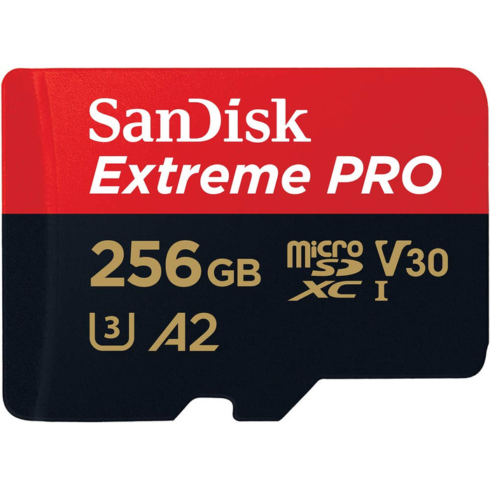 Карта пам'яті microSDXC SanDisk Extreme PRO 256 GB UHS-I U3 V30 A2 (200 MB/s) з адаптером та RescuePRO Deluxe для смартфонів, дронів та екшн-камер