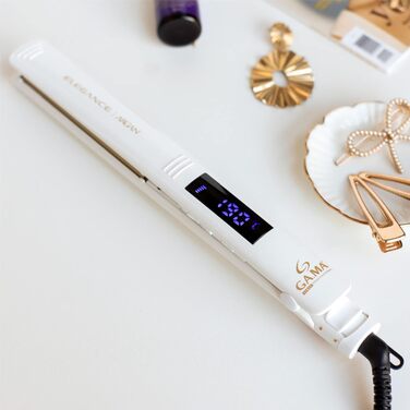 Професійний випрямляч для волосся Gama Italy Elegance Argan з олією аргана, 150-230°C, білий