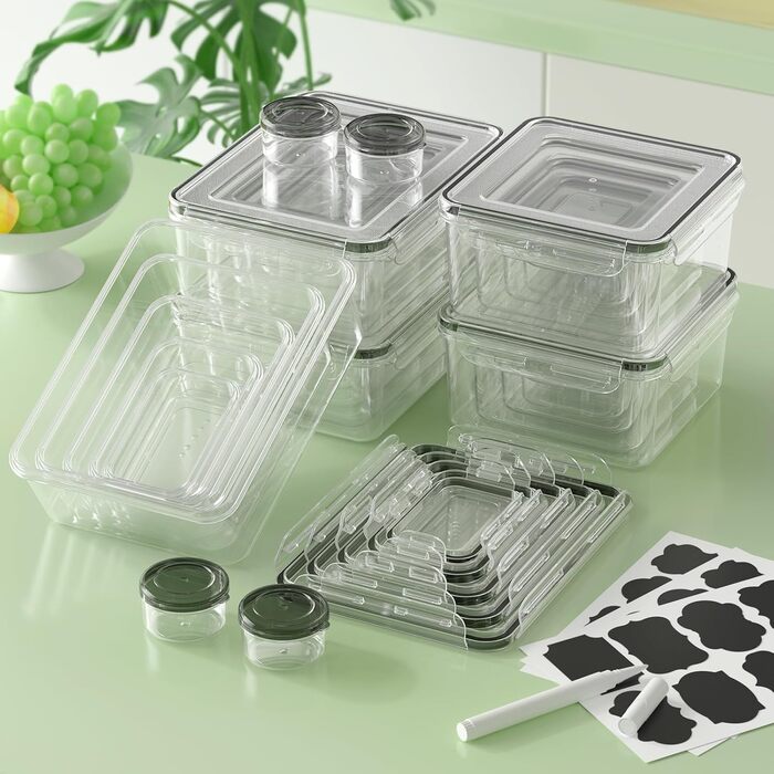 Набір контейнерів для зберігання продуктів 54 шт. з кришкою, BPA-free, витікання неможливе, пластикові контейнери для кухні та комори