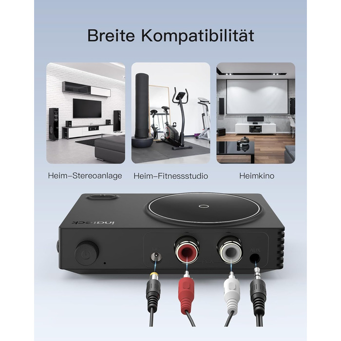 Inateck Bluetooth Аудіо Адаптер BR2001: Bluetooth 5.1, RCA/3.5mm AUX, для стереосистем та навушників
