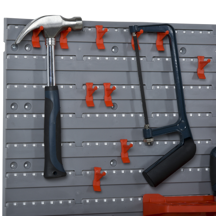 Tool Wall Tool Holder Red Gray 63.5x22.5x95.5 cm for Garage Workshop Organization System