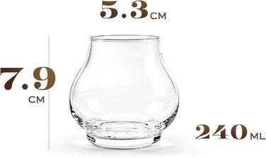 GLASSIQUE GIFT Set - Small 240 ml Brandy and Cognac Professional Tasting and Nosing Glasses | 4-Piece Set | Crystal Dishwasher-Safe Cognac Snifter Stemless | Cognac Glasses Gift Set