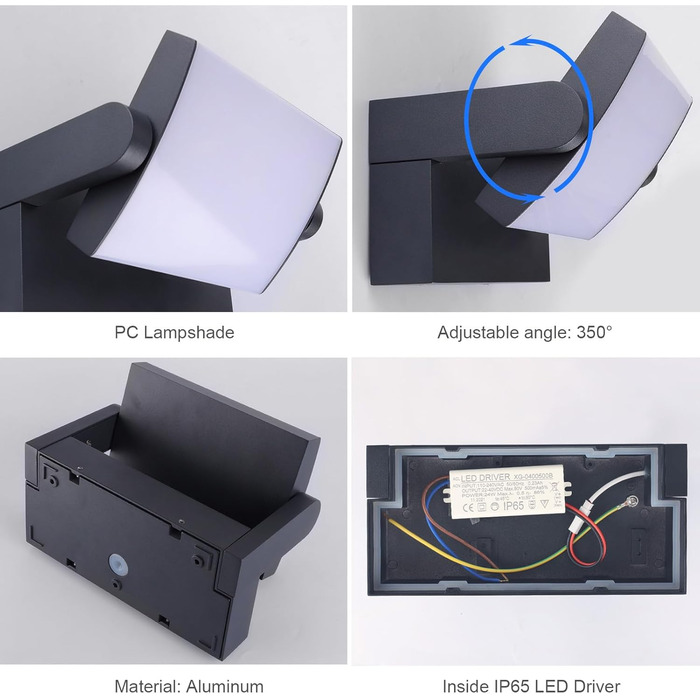 Зовнішня LED-стінна лампа Klighten 24W, IP65, 1500 Lumen, 3000K, Anthrazit