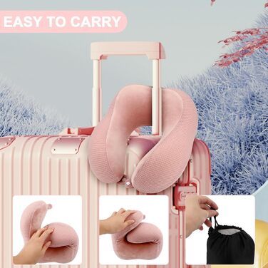 Подушка для шиї у вигляді їжачка, рожева, Memory Foam, для подорожей, авто, офісу, дому