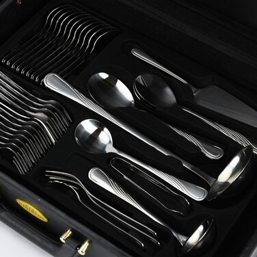 Cutlery Set, Dinnerware for 12 People, 72-Piece Stainless Steel, Cutlery Set including Case with Flatware and Cake Server, Dishwasher Safe, Silverware (EVELINE)