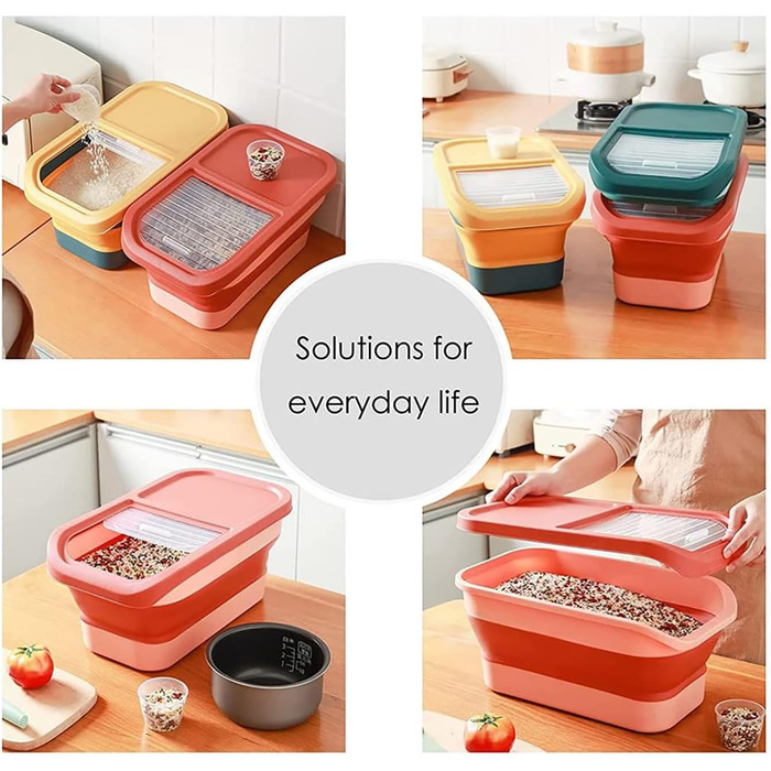 Контейнер для корму для собак, 15 кг, BPA-free, з кришкою-кляпкою, на колесах, великий, складний, для сухого корму