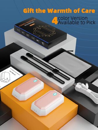 Електричні грілки для рук, багаторазові, 2 шт. в наборі, 3 режими нагріву, USB-зарядка, для чоловіків, на вулиці, кемпінг, полювання, рожеві