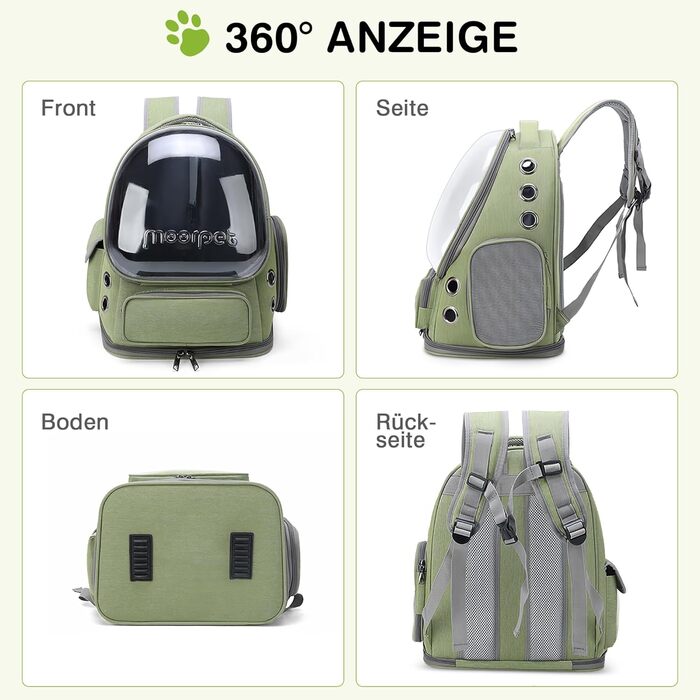 Рюкзак-переноска для котів та собак ALLSOPETS Bubble, зелений, до 7.5 кг