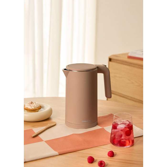 Електричний чайник Studio Pro 1L з регулюванням температури, підігрівом та системою зберігання кабелю, автоматичним відключенням, 1000W (Mokka)