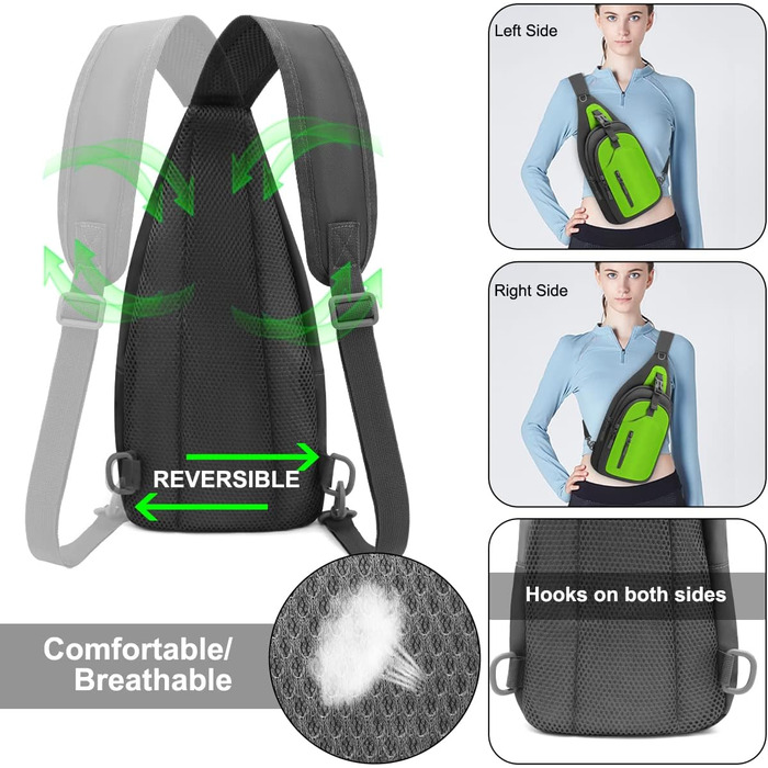 Чоловіча нагрудна сумка-рюкзак на плече, Crossbody Bag для активного відпочинку, спорту та прогулянок з собакою (Зелена)