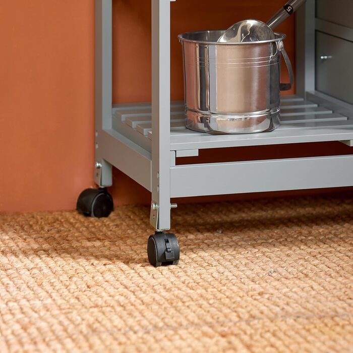 SoBuy Rolling Kitchen Cart with 2 Removable Shelves and 1 Tray - White/Light Grey