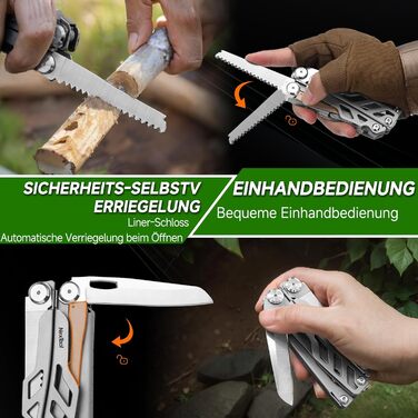 Мультитул NexTool Muiltool 19-в-1: мультифункціональний інструмент з плоскогубцями, ножем, викрутками, ножицями, з нержавіючої сталі для кемпінгу, подарунок для чоловіків (Silver Flagship Max)