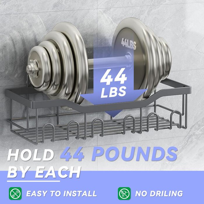 Поличка для душу без свердління, 6 шт. Регулятор для ванної кімнати з тримачем для фену та гачками, поличка для душу з нержавіючої сталі, настінна, самоклеюча, органайзер для ванної кімнати та кухні сірого кольору