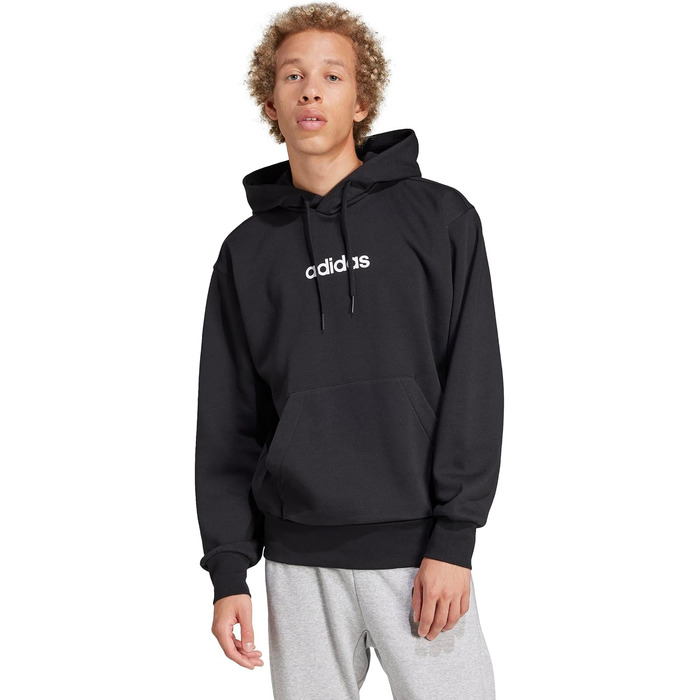 Чоловіча толстовка-худі Adidas Essential Linear Fleece чорного кольору, розмір XS
