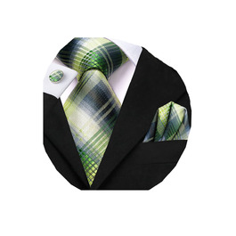 Краватка чоловіча Dubulle з квітковим візерунком Paisley, шовкова краватка для чоловіків, смугаста, краватка та нагрудна хустинка, набір для весілля, бізнесу (перехідний колір зелений)