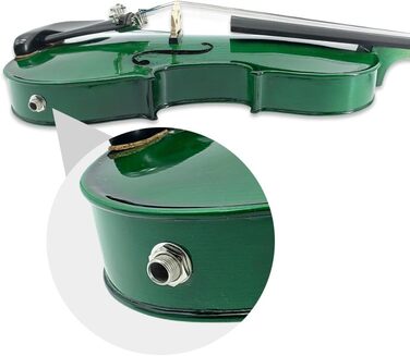 Електрична скрипка з 5 струнами, кленова та ялицева деревина, акустична скрипка, ебонітові фурнітури, 4/4, блакитний (зелений) колір