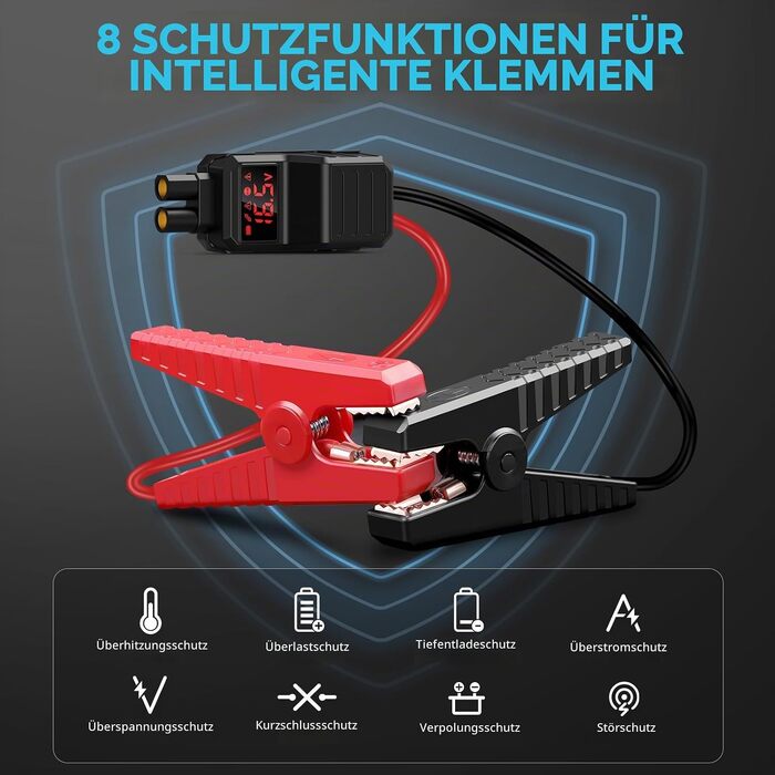Бустер для автомобіля ACEZUK 6000A — Пусковий пристрій (Powerbank) 12V для бензинових (до 7.0L) та дизельних (до 5.5L) двигунів, з LED-ліхтарем та цифровим дисплеєм для авто, SUV, мотоциклів